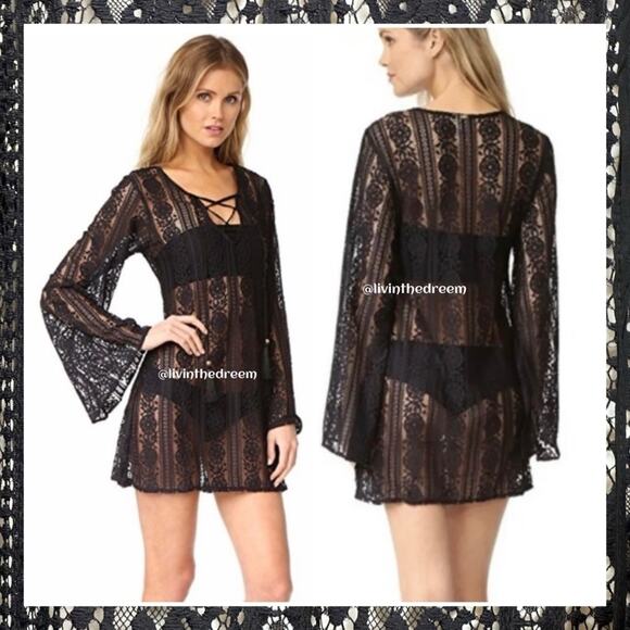 PilyQ Swimwear Midnight Ariana Lace Tunic XS/S $144 - Picture 4 of 16